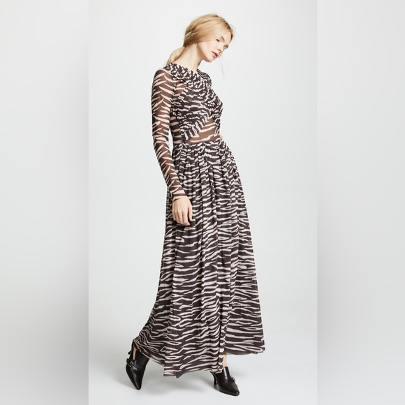 Ganni Dresses & Skirts - GANNI Tilden Mesh Zebra Print Maxi Dress Size 36
